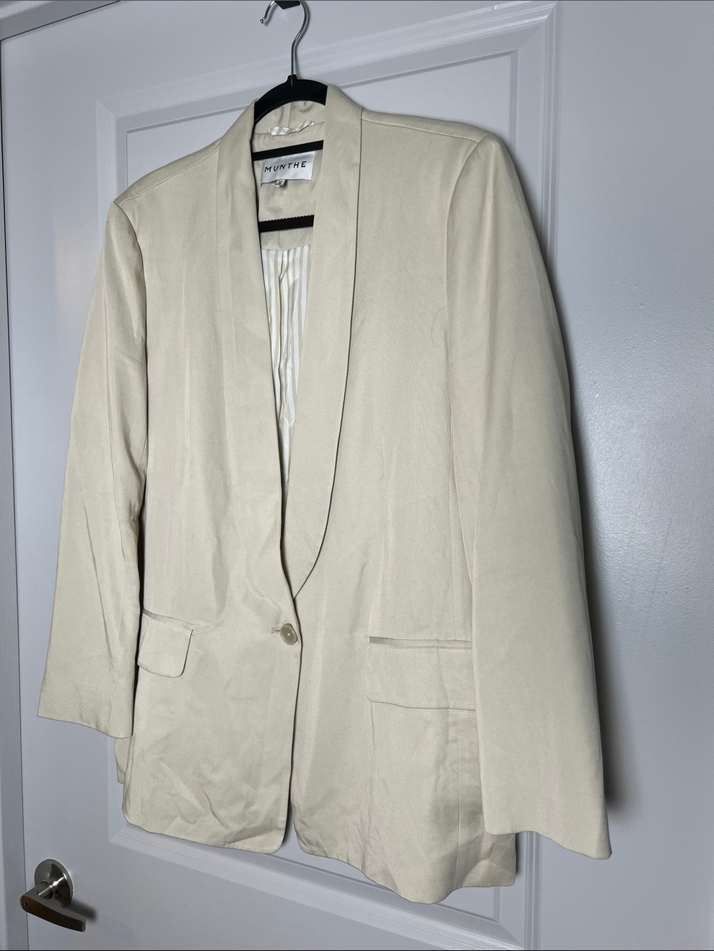 MUNTHE Cream Shawl-Collar Blazer